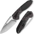 KANSEPT Thoth Camping Pocket Knives for Men 8.05in Folding Knives with 3.43in Satin CPM 20CV Material and Blackwash Titanium Purple Haze Carbon Fiber Handle for Outdoor,Tactical,Survival K1075T1