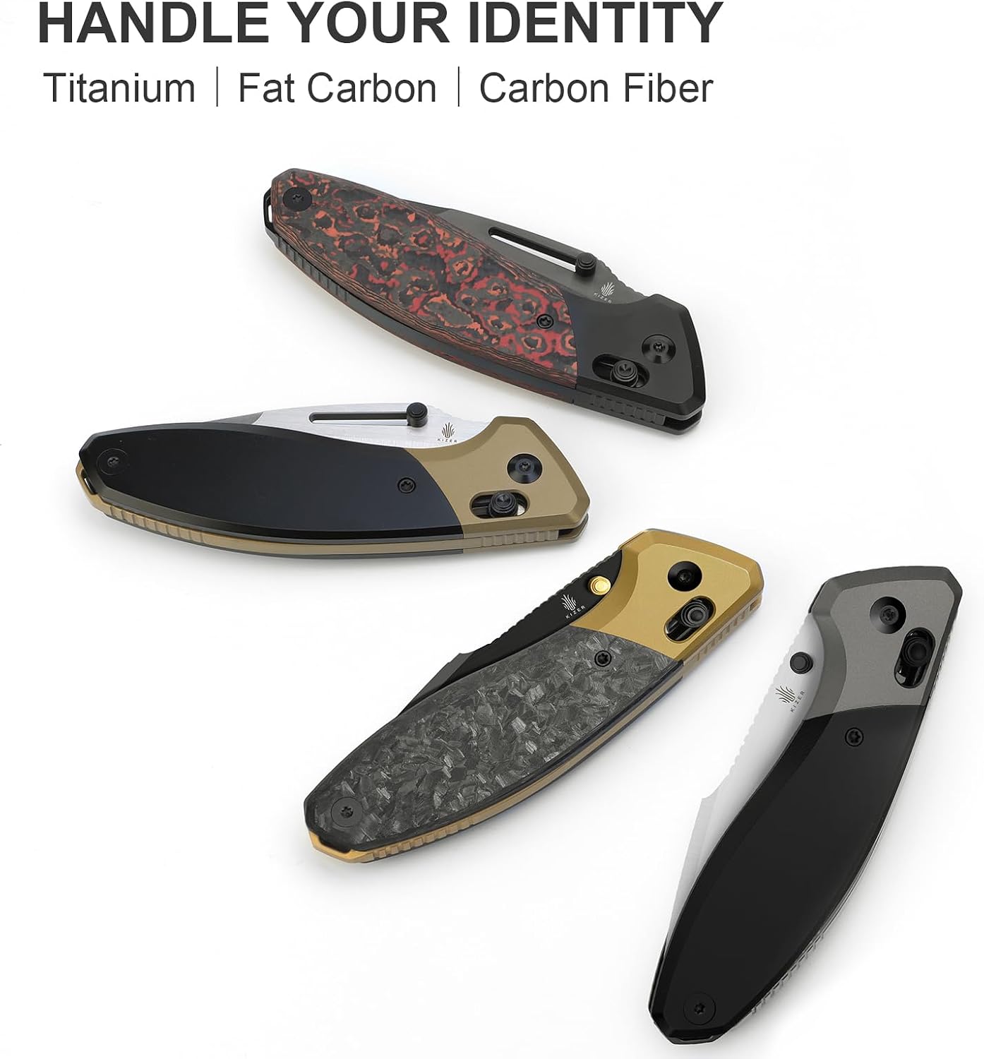 Kizer Bulli Pocket Knife, 3.33' Drop Point S45VN Folding Knife with Black & Brown Titanium Handle, Clutch Lock EDC Knives with Reversible Pocket Clip for Men Women Ki3695A4