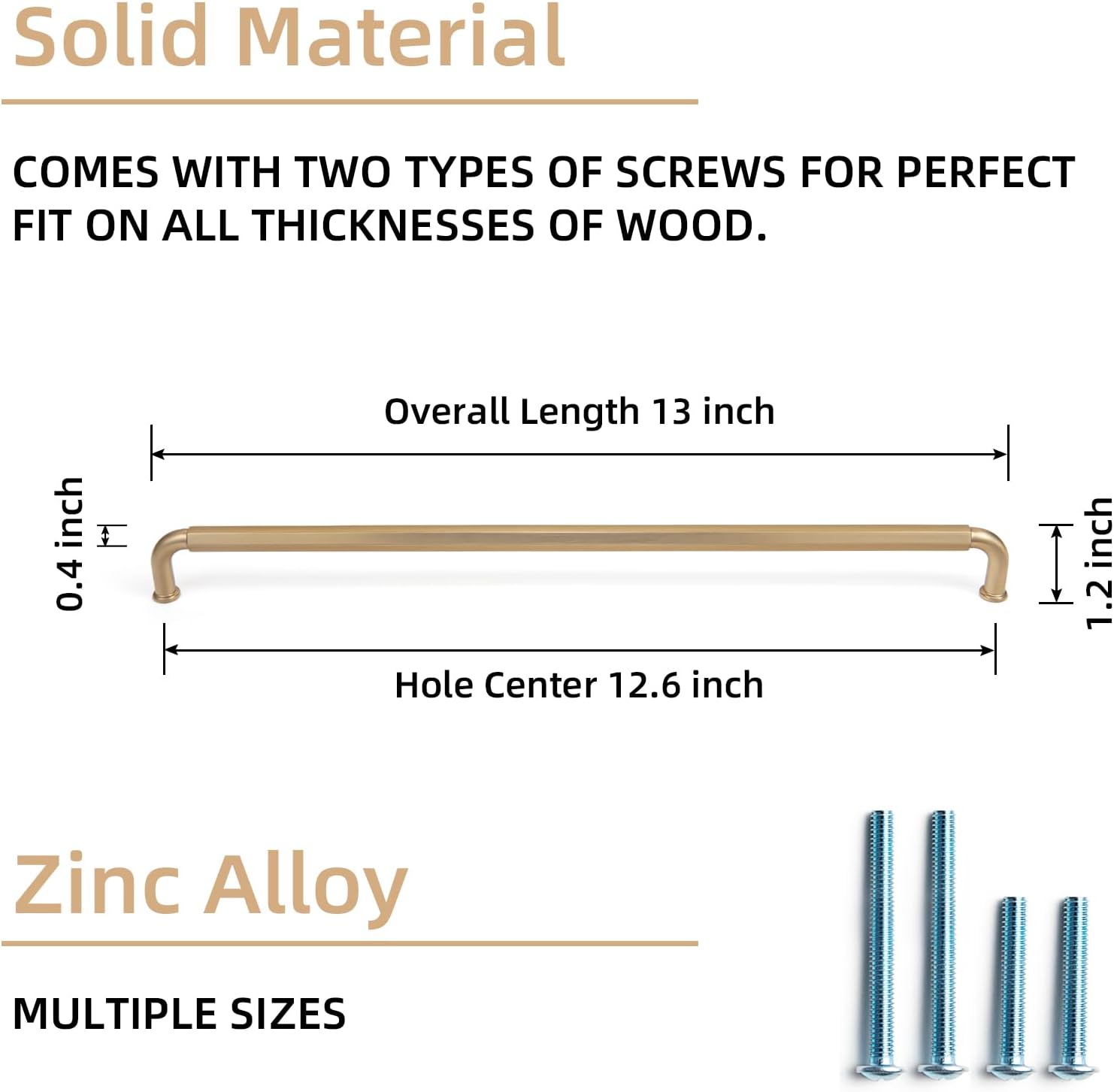Goo-Ki 6 Pack 12-3/5 Inch （320mm） Hole Center Cabinet Pulls Champagne Bronze Zinc Alloy Kitchen Drawer Pulls Drawer Handles 13.05 Inch Length 2201-UBR-320