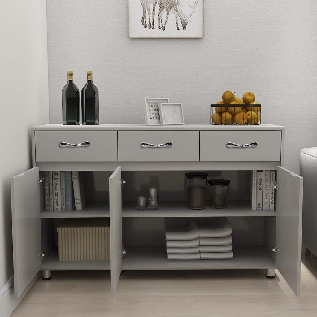 RASOO Buffet Kitchen Cabinet Storage Sideboard Cabinet Cupboard Sideboard Buffet Kitchen Room (Grey-3 Doors and 3 Drawers)