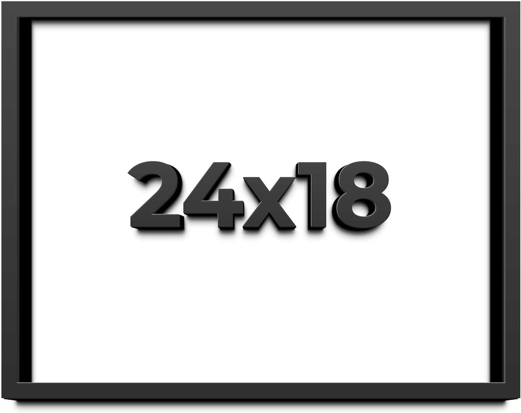 24x18 Shadow Box Black Solid Wood Display Frame with White Acid-Free Backing UV Acrylic & Hanging Hardware - with 3/4' Usable Depth