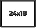 24x18 Shadow Box Black Solid Wood Display Frame with White Acid-Free Backing UV Acrylic & Hanging Hardware - with 3/4' Usable Depth