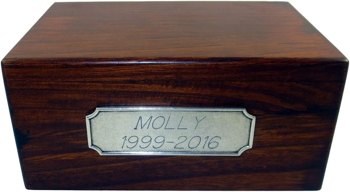 Wooden Pet Urns for Dogs with White German Shepherd My Dog Figurine | Personalized Large Dog Urn for Ashes | Paulownia Wood Pet Memorial Box with Engraved Pewter Plaque | Conversation Concepts