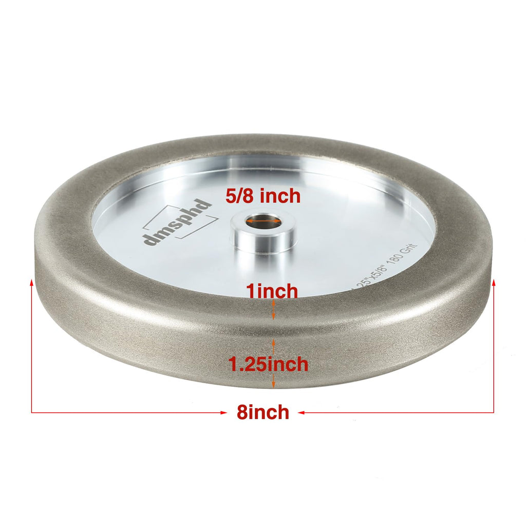 CBN Grinding Wheel 8 inch 180 Grit, 1.25' Wide, 5/8' Bore,Aluminum Body, Suitable for High Speed Steel Tools and Bench Grinders (180 Grit)