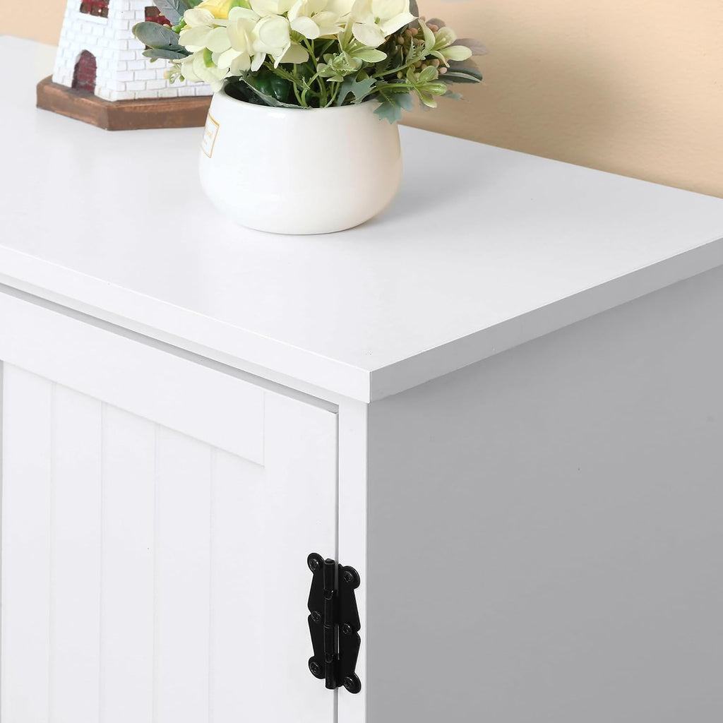48' Farmhouse-style Freestanding Storage Cabinet, Kitchen Storage Bakers Rack with Adjustable Shelves, Utility Food Cupboard with Flexible Storage for Kitchen Dining Garage Laundry Rooms, White