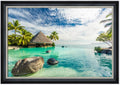 IPIC - 'Tropical Memories Personalized Framed Wall Art, Custom Beach Canvas Print with Solid Wood Frame, A Personalized Gift with Name and Date for Couple, Wedding, or Anniversary