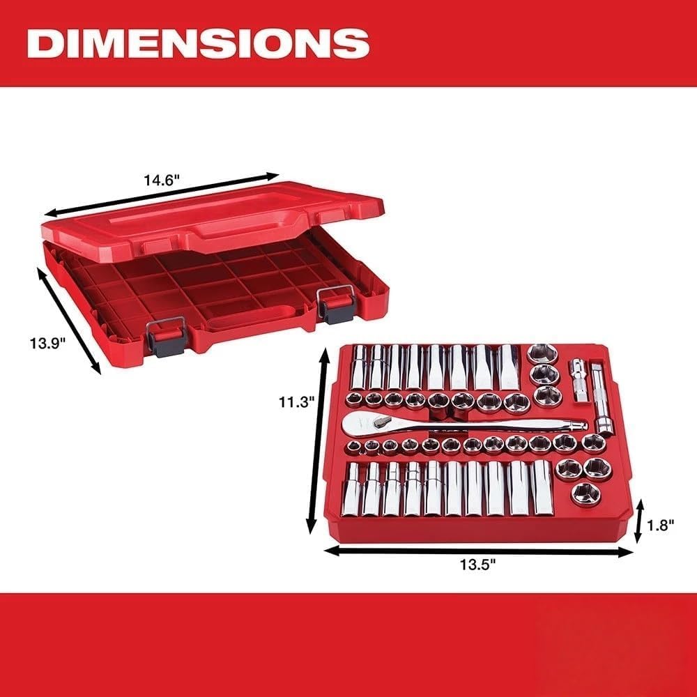 48-22-9010 for Milwaukee Tool 1/2' Drive Metric & Sae Ratchet And Socket Set，47Pc