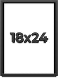 18x24 Shadow Box Black Solid Wood Display Frame with White Acid-Free Backing UV Acrylic & Hanging Hardware - with 3/4' Usable Depth