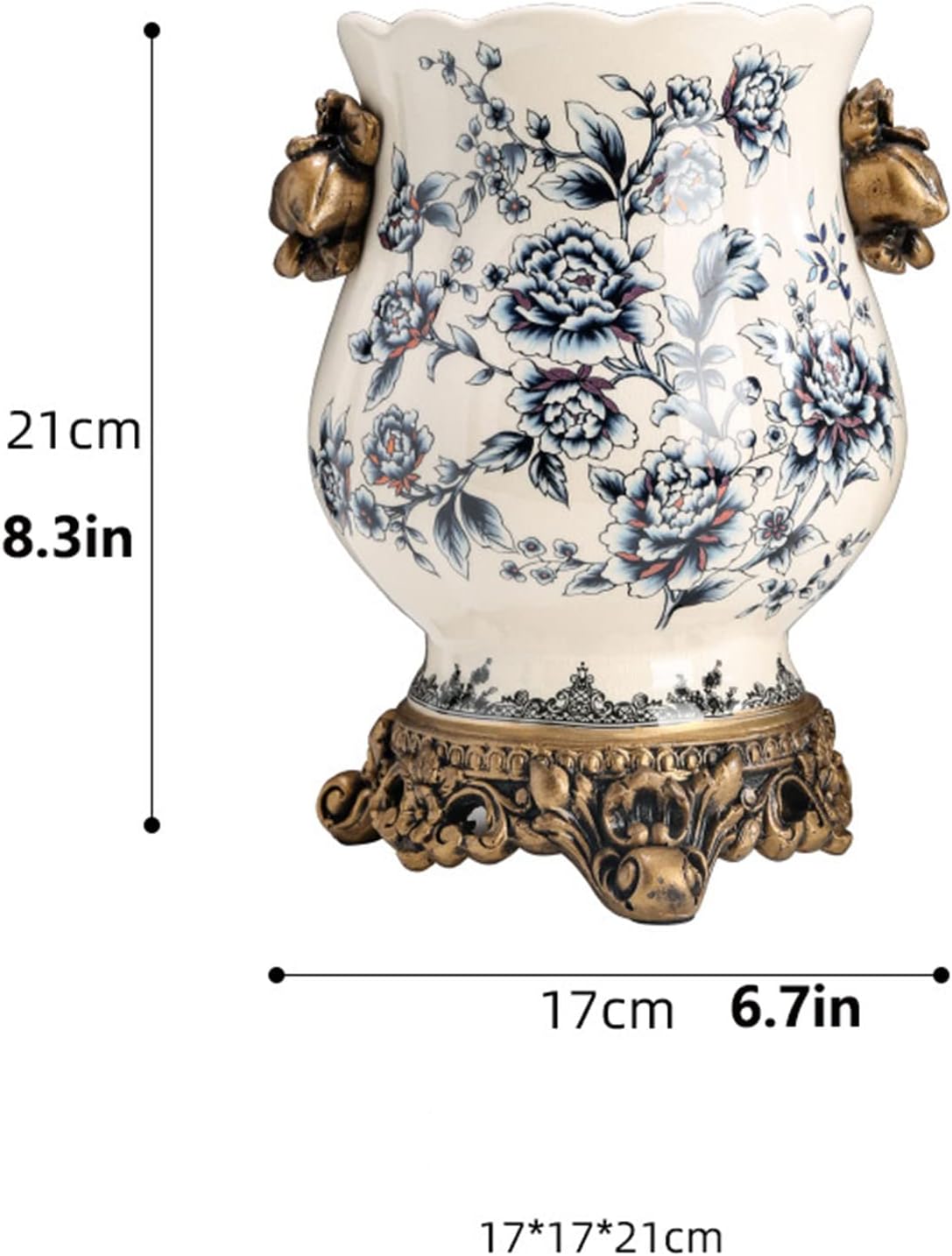 Vase Ceramic Tall Floor Vase Chinese Flower Vase for Art Home Décor Japanese Vase Shelf 8.3 Inch,Sophisticated Vessel for Decorative Branches and Dried Flower,Blue