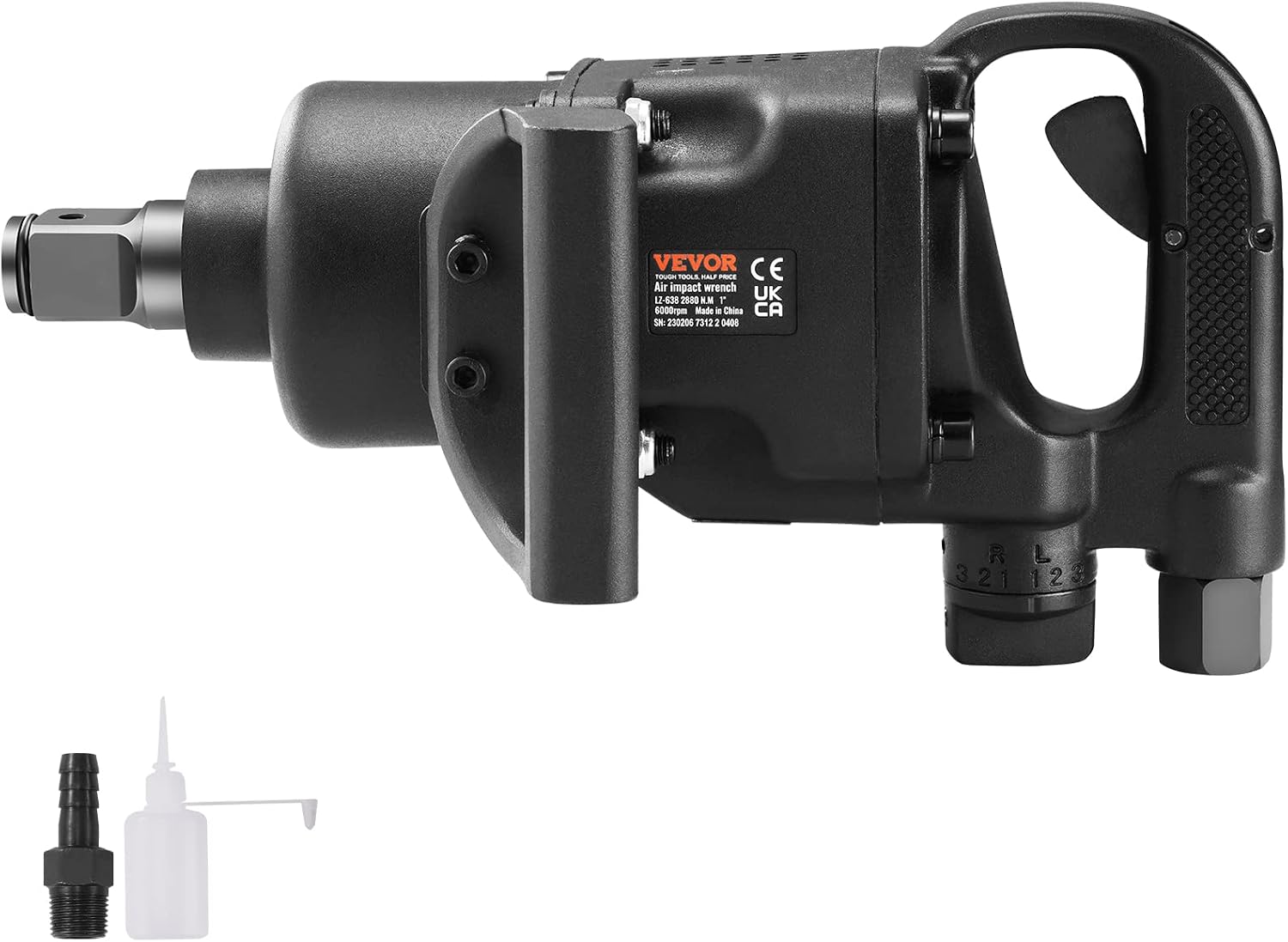 VEVOR 1 Inch Air Impact Wrench, Up to 2730 ft-lbs Reverse Torque Output 1' Pneumatic Impact Gun Lightweight w/ 2 Handles for Heavy Duty Repairs and Maintenance