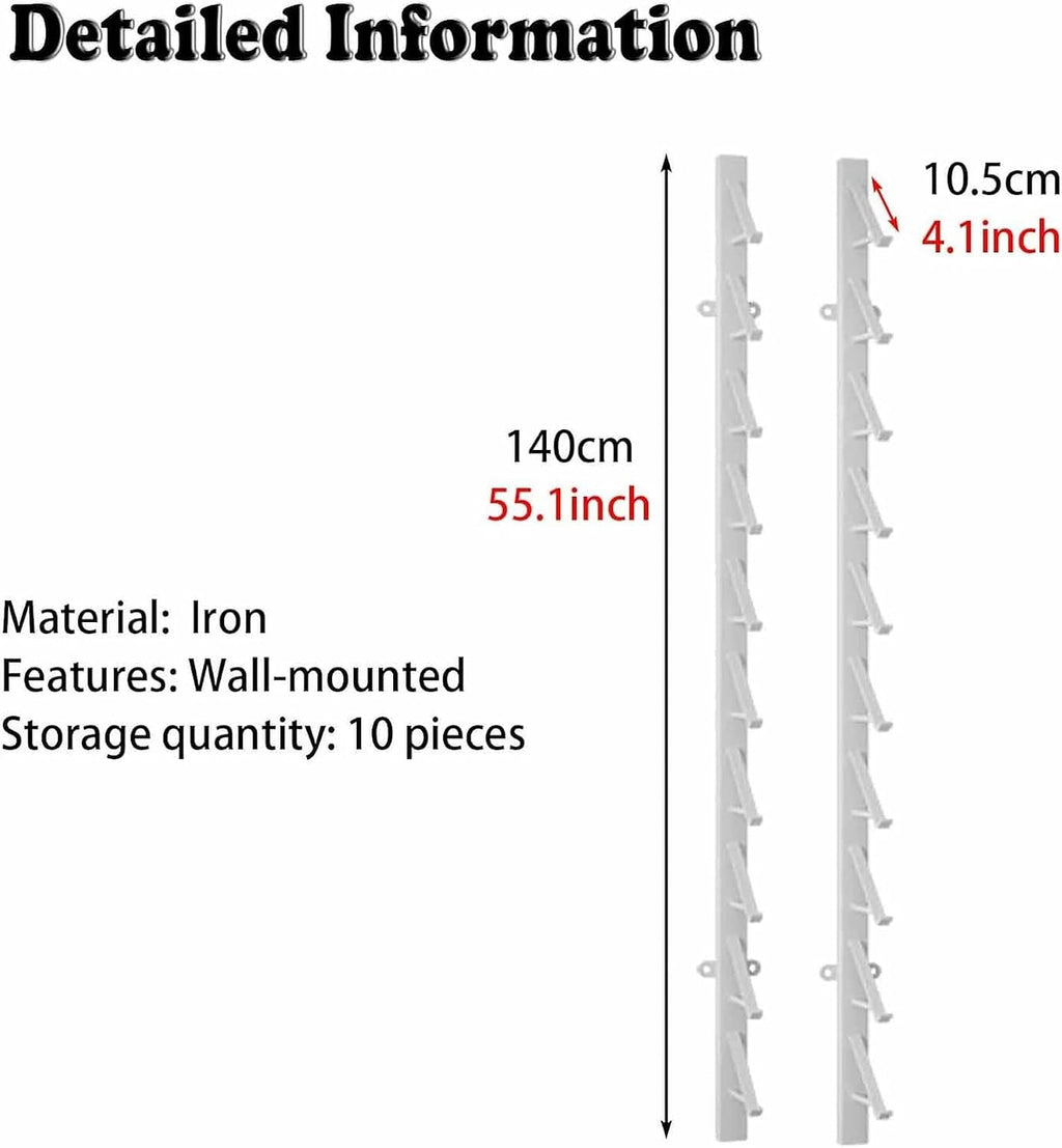 Wall-Mounted Skateboard Storage Rack with 10 Card Slots, Multi-Layer Tile Organizer Shelf & Display Stand for Skateboards, Posters, & Art - White, Medium Size