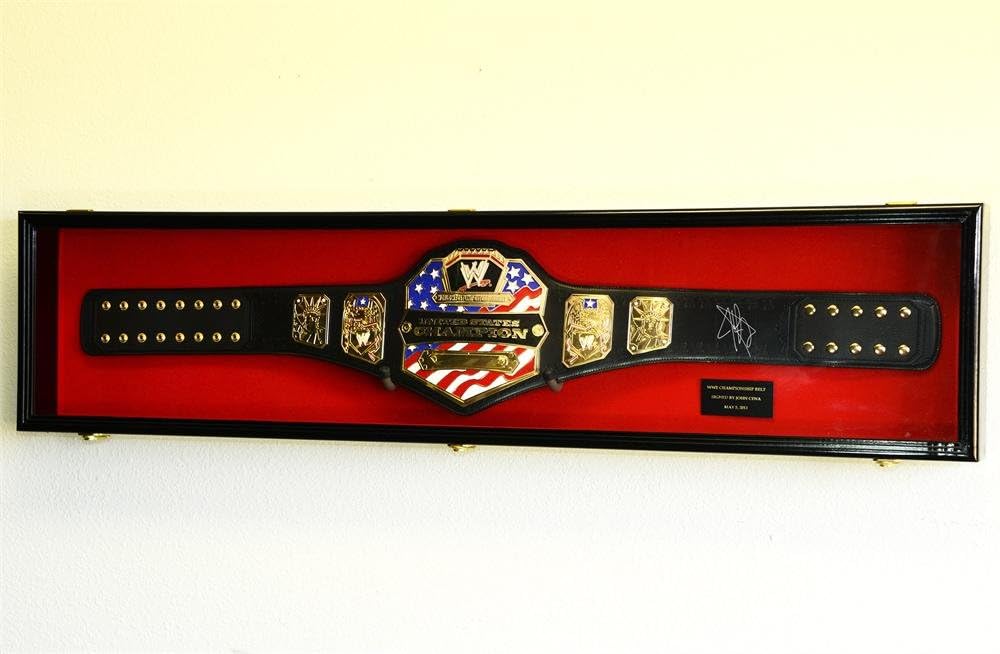 sfDisplay.com,LLC. WWE WWF Wrestling Championship Adult Size Belt Display CASE Frame Cabinet Box 54'
