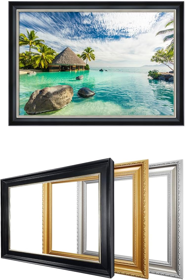 IPIC - 'Tropical Memories Personalized Framed Wall Art, Custom Beach Canvas Print with Solid Wood Frame, A Personalized Gift with Name and Date for Couple, Wedding, or Anniversary