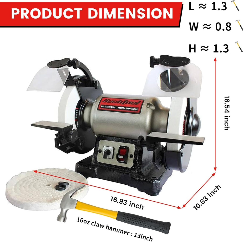 BUCKTOOL 8 inch Dual Speed Bench Grinder & Buffer, Professional Low High Speed Bench Grinder Buffer with Cast Iron Base TDS-200DS