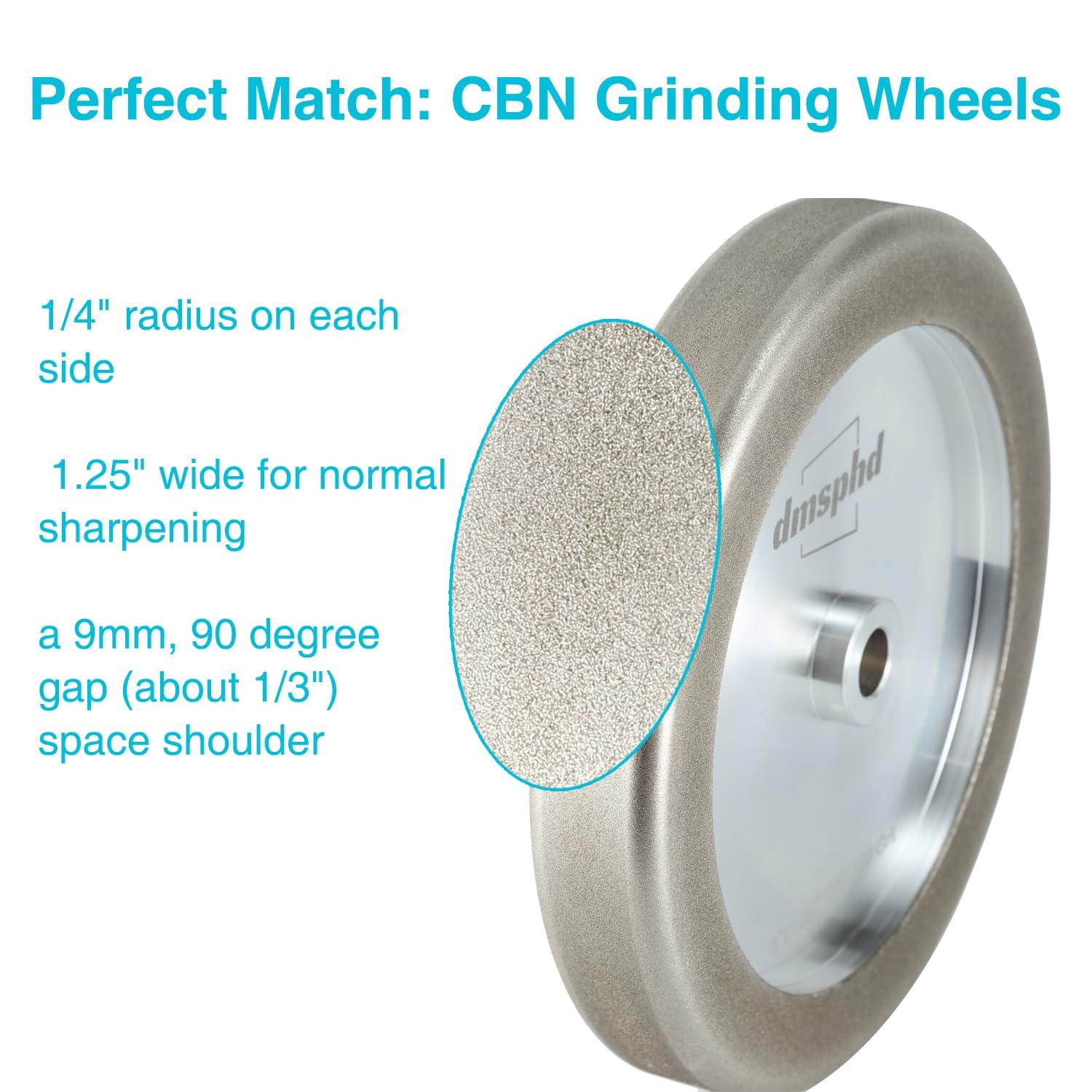 CBN Grinding Wheel 8 inch 1.25' Wide, 5/8' Bore,Aluminum Body, Suitable for High Speed Steel Tools and Bench Grinders (600 Grit)