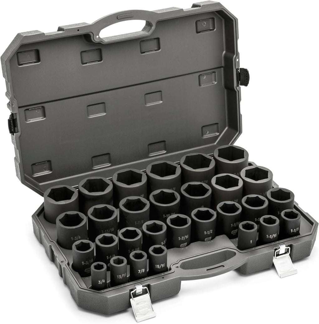 GEARWRENCH 29 Piece 3/4' Drive 6 Point Deep SAE Impact Socket Set | 3/4' to 2-1/2' | 84037