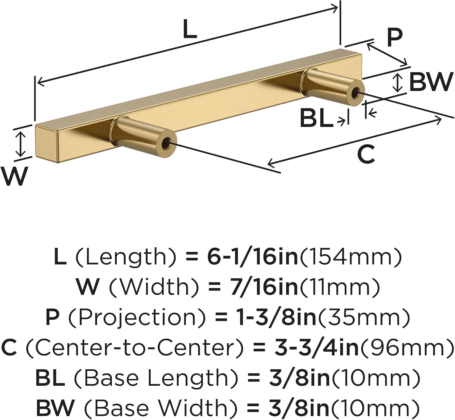 Amerock Bar Pulls Square 3-3/4 inch (96mm) Center-to-Center Champagne Bronze Cabinet Pull - 25 Pack