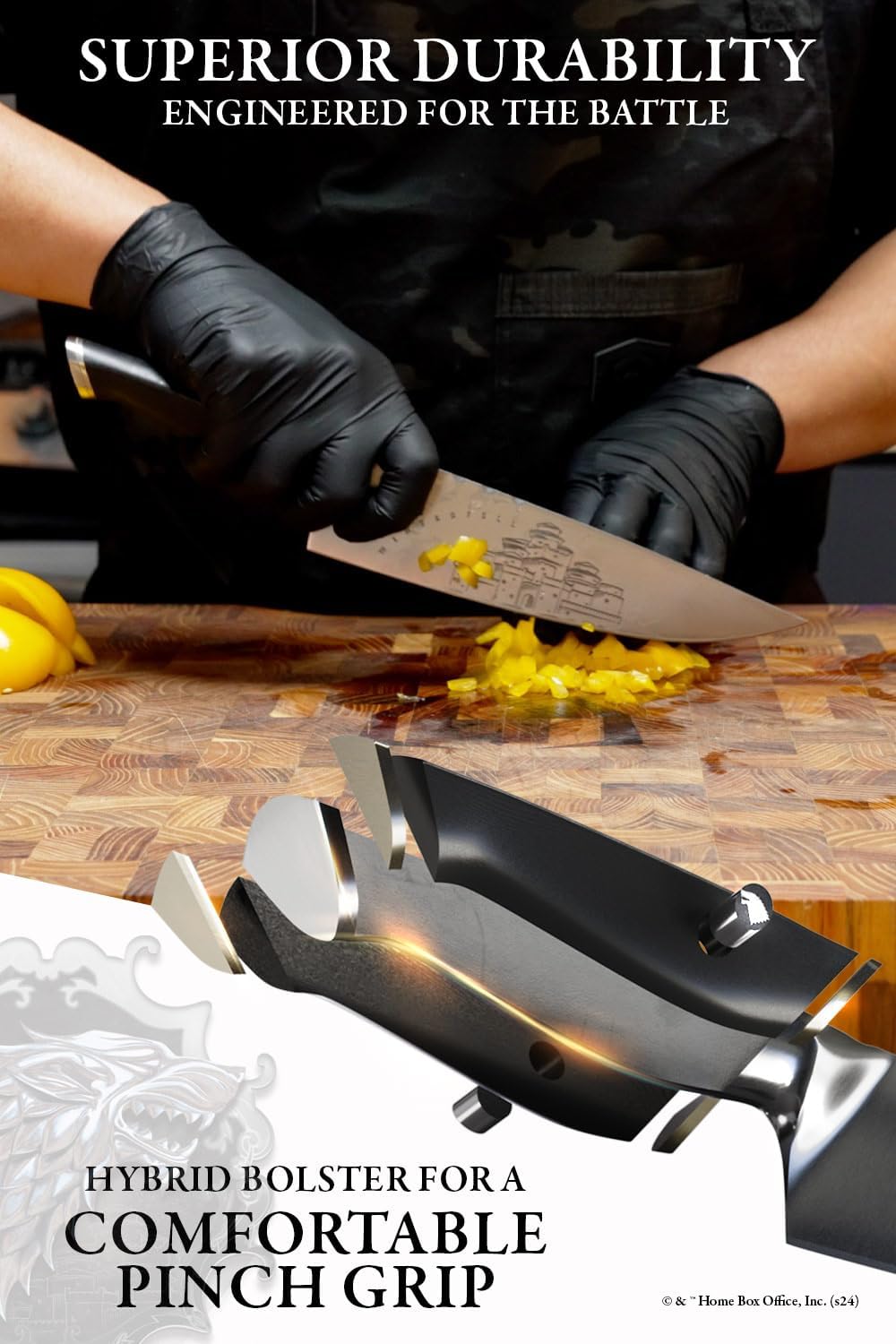 Dalstrong Game of Thrones House Stark 8' Chef Knife — German X50CRMOV15 Steel, Collecion Edition, G-10 Handle — Officially Licensed — For GoT Fans, Collectors & Real Kitchen Use