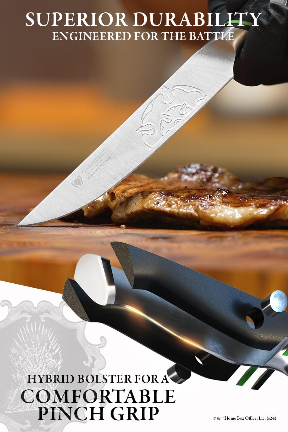 Dalstrong Steak Knife Set-8pc Set-5'- Game of Thrones™ Knife -German Premium Steel Full Tang-Professional G10 Handle-Collection Item Steak Cutting Knife