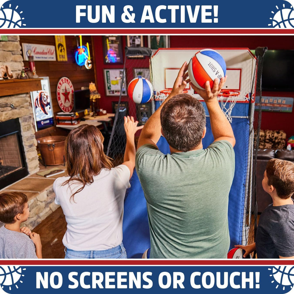 Pop-A-Shot - Home Dual Shot | Arcade Basketball Game for Home | Sensor Scoring Hoop, 16 Game Modes, 7 Balls | Foldable for Easy Storage | Fun for All Players