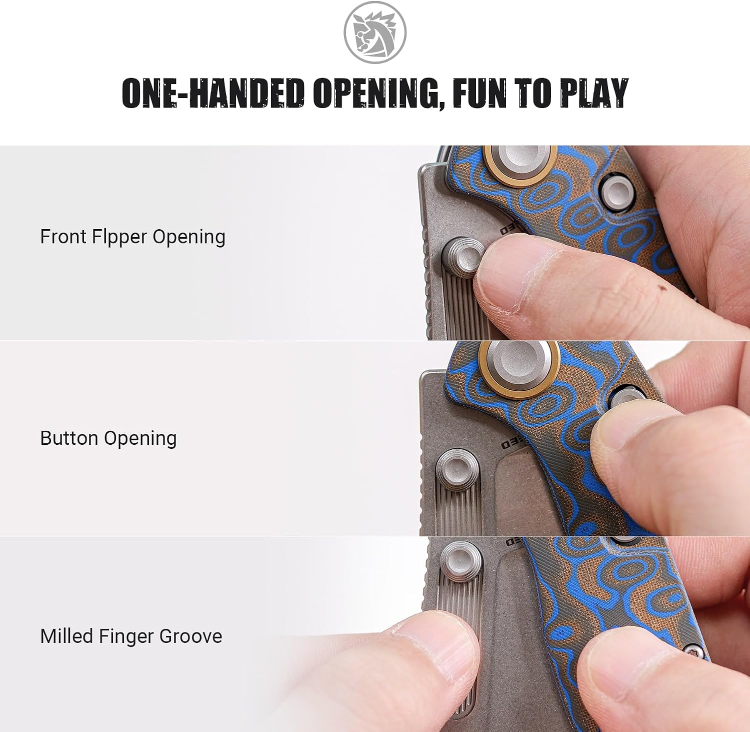 Vosteed Naga EDC Folding Pocket Knife - 3.47' S35VN Stonewash Blade, Clip Point - Top Liner Lock, Blue Ocean Micarta Handle - Camping, Hunting Knives - A3903