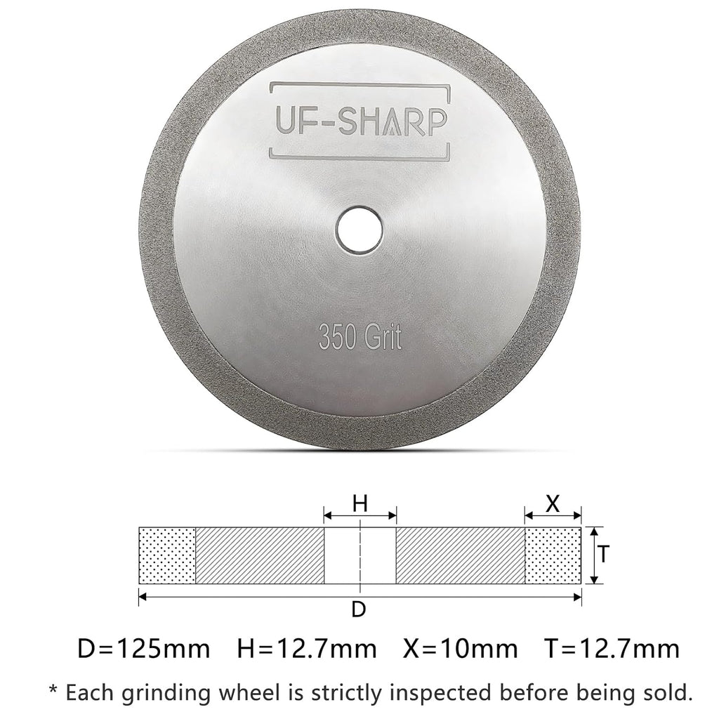 CBN Grinding Wheel for Twice as Sharp, 350 Grit, 5' Dia, 1/2' Thick, 1/2' Arbor