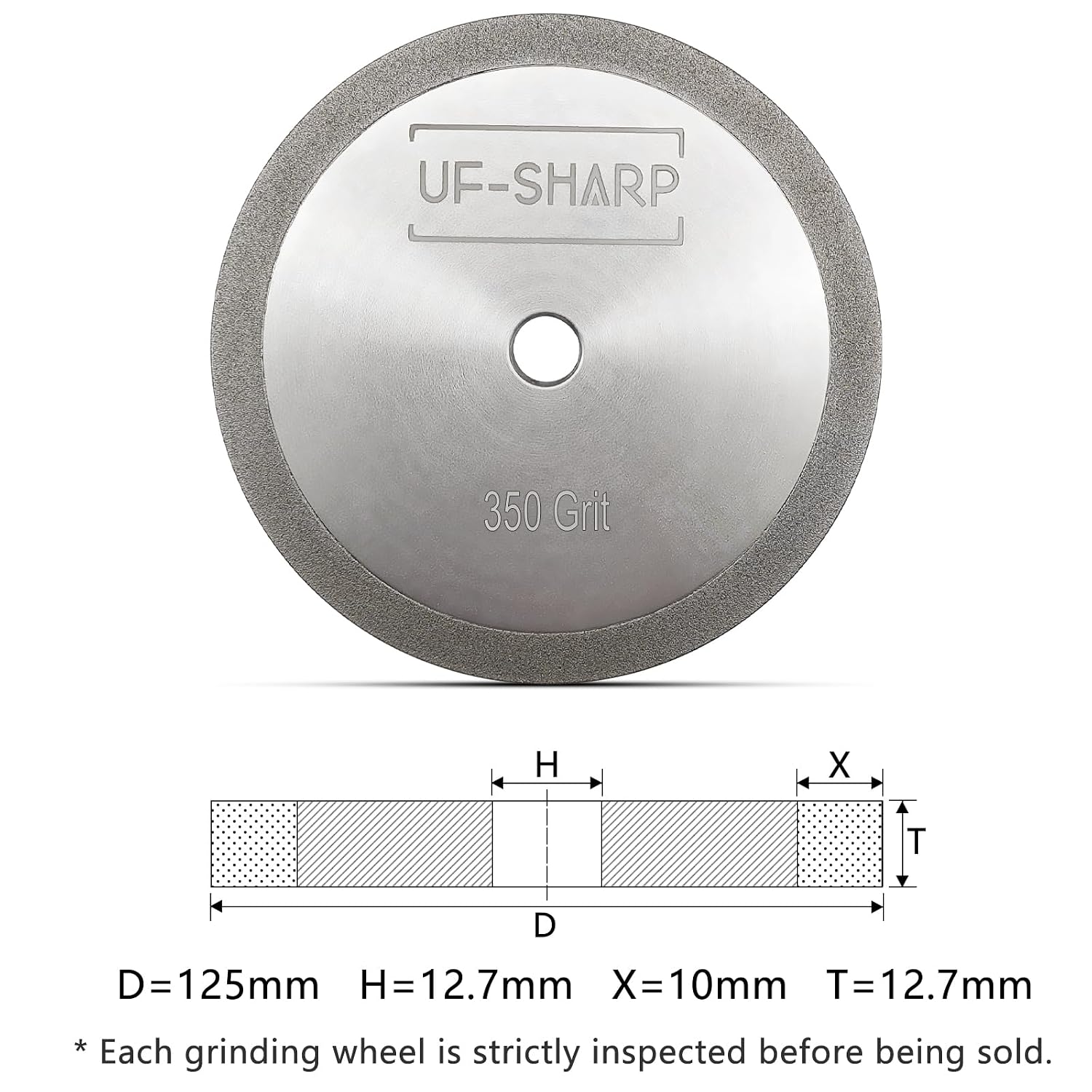 CBN Grinding Wheel for Twice as Sharp, 350 Grit, 5' Dia, 1/2' Thick, 1/2' Arbor