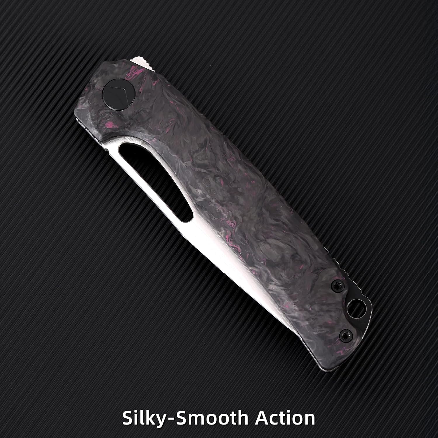 Pocket Knife, 3.5' M390 Blade Folding Knife Hunting Knife Survival Knife with Pocket Clip, EDC Knives for Hunting Camping Survival Outdoor Fishing Hiking (Purple&Black)