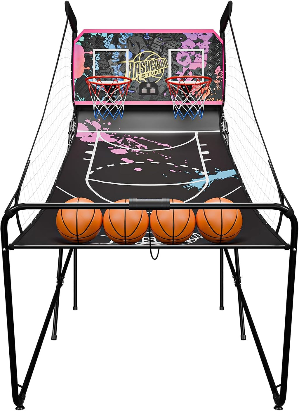 Nova Microdermabrasion Foldable Indoor Basketball Arcade Game Double Shot 2 Player W/ 4 Balls, Electronic Scoreboard and Inflation Pump (Dark Purple)