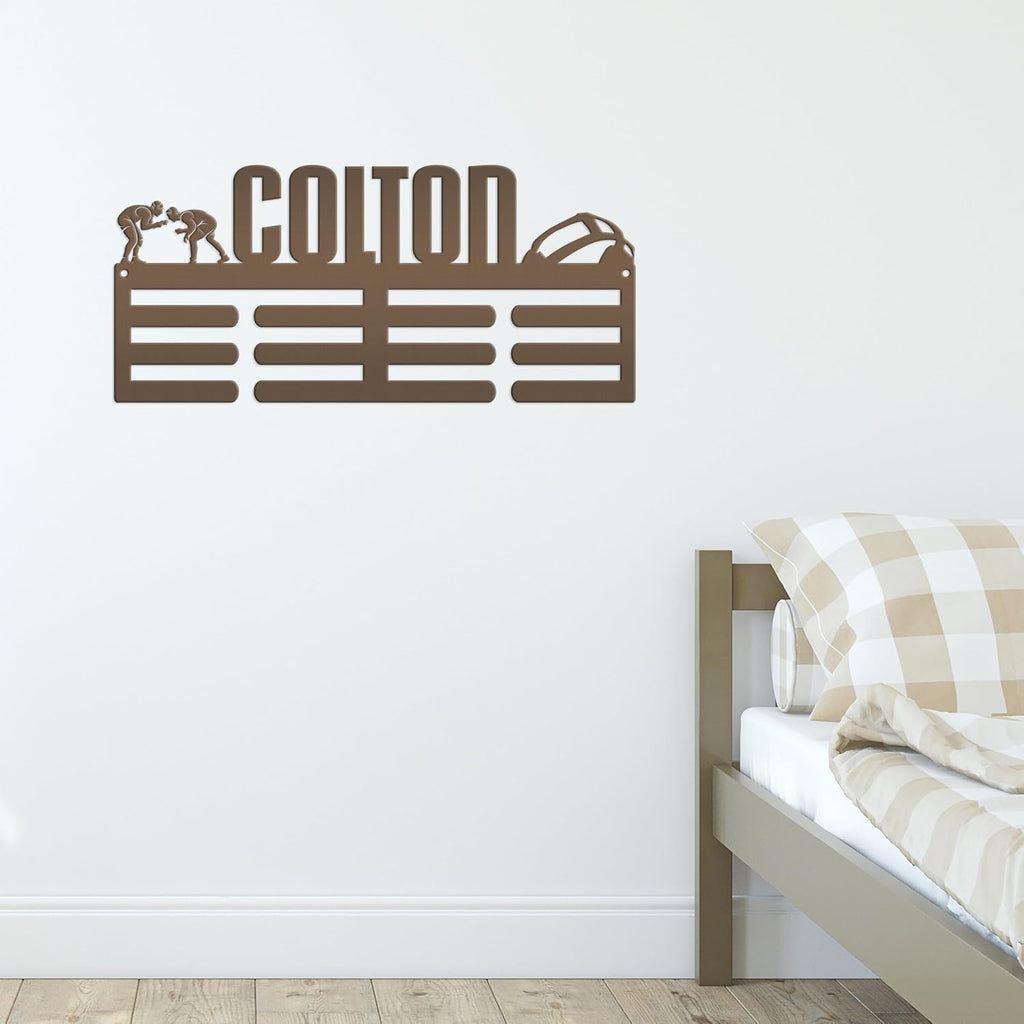 Medal Holder, Custom Wrestling Wall Decor, Personalized Wall Display With Name, Metal Awards Sports Memorabilia, Hanging Ribbon Rack (30 x 17 inches)