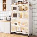 Kitchen Storage Cabinet - Versatile Bakers Rack with Microwave Shelf, Transparent Flip Door, Ideal for Kitchen, Home, Office, Pantry,White-70cm/28in