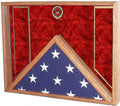 All American Gifts Burial Flag & Military Medal Award Display Case - Shadow Box - for 5x9.5 Burial/Coffin Flag (USMC Emblem/Red Velvet)