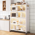Freestanding 5-Tier Kitchen Baker's Rack Multi-Layer Microwave Storage Cabinet Metal Shelf for Kitchen Space-Saving Microwave Stand with Storage Options(White-70Cm/27.5)