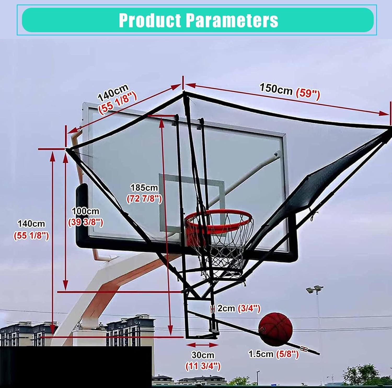 Basketball Shot Return NET Apparatus with 180° Rotating Chute, Suspended Portable Shooting Basketball Rebounder Device