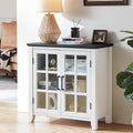 Joaxswe Sideboard Buffet Cabinet with Storage, 32' Farmhouse Kitchen Coffee Wine Bar Cabinet with 2 Glass Doors, Wood Mid Century Modern Side Board Table for Dining Room, Living Room, White