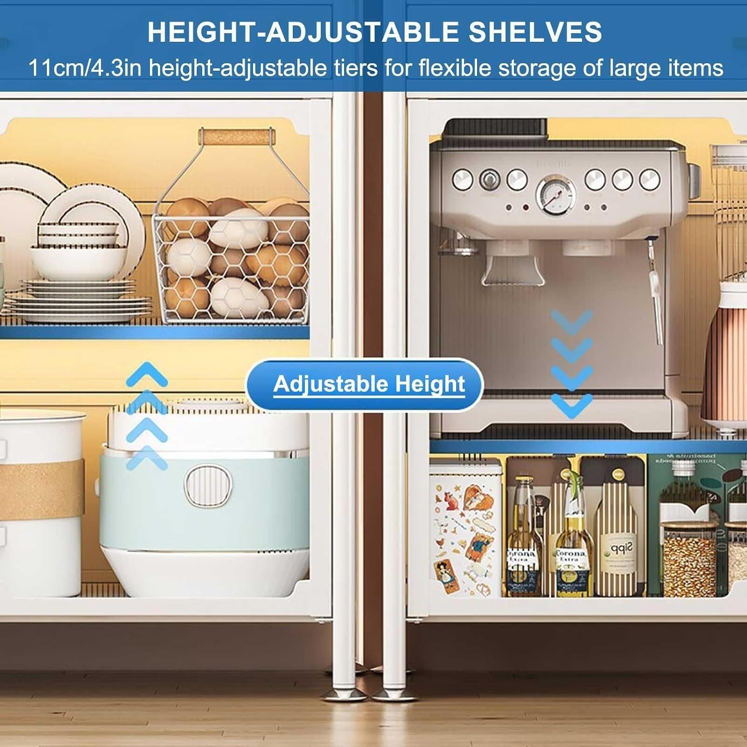 5-Tier Black Kitchen Bakers Rack with Adjustable Shelves, Drawer, Pegboard & Microwave Stand – Free Standing Utility Storage Cabinet, 147.5×80cm(White,147.5x70cm/58x27.5in)