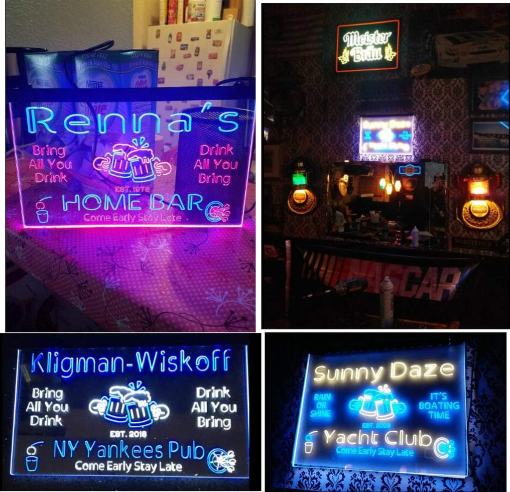 ADVPRO Personalized Your Name Custom Home Bar Beer Est. Year Dual Color LED Neon Sign Blue & Yellow 24 x 16 Inches st6s64-p-tm-by