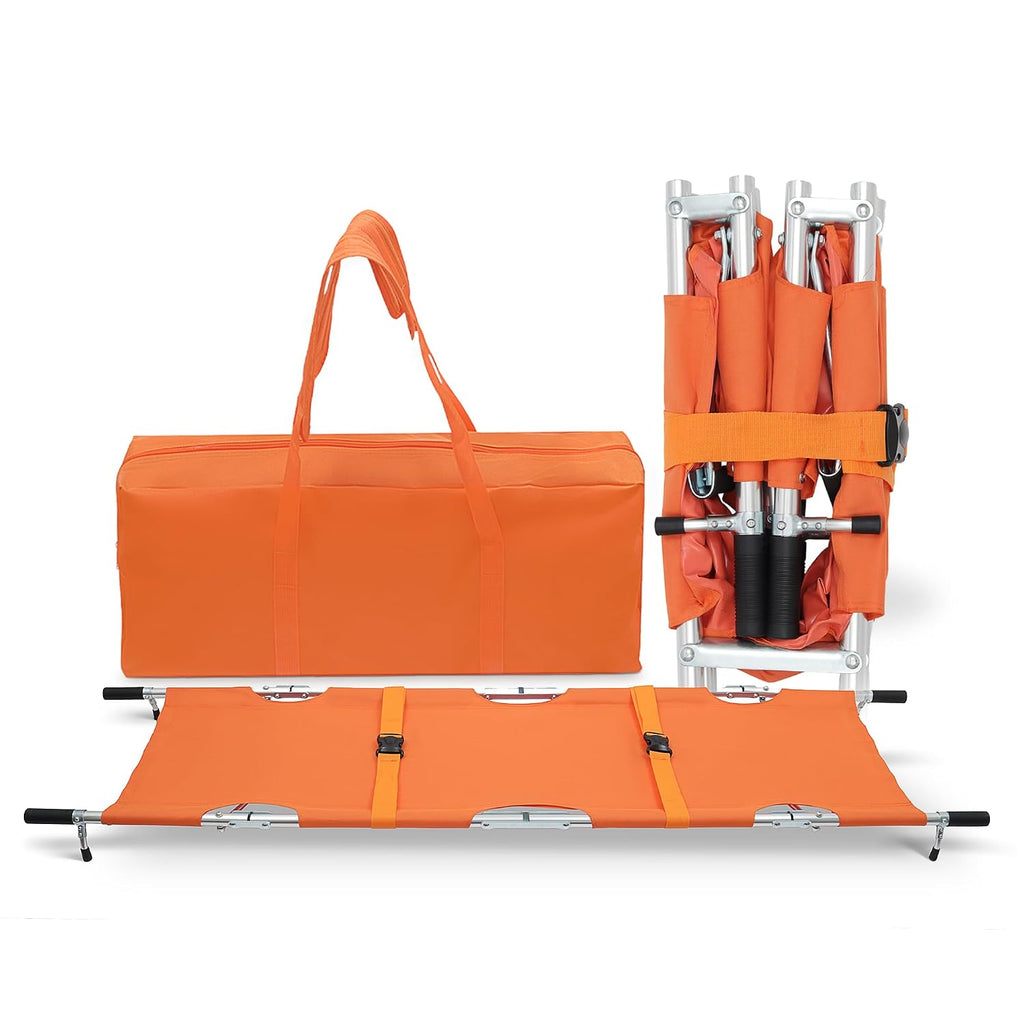 Primacare FS-3205 Foldable Emergency Medical Stretcher – Portable Patient Transport with Carry Bag, Backpack Straps, Heavy Duty Handles & Rubber Feet – Lightweight & Durable