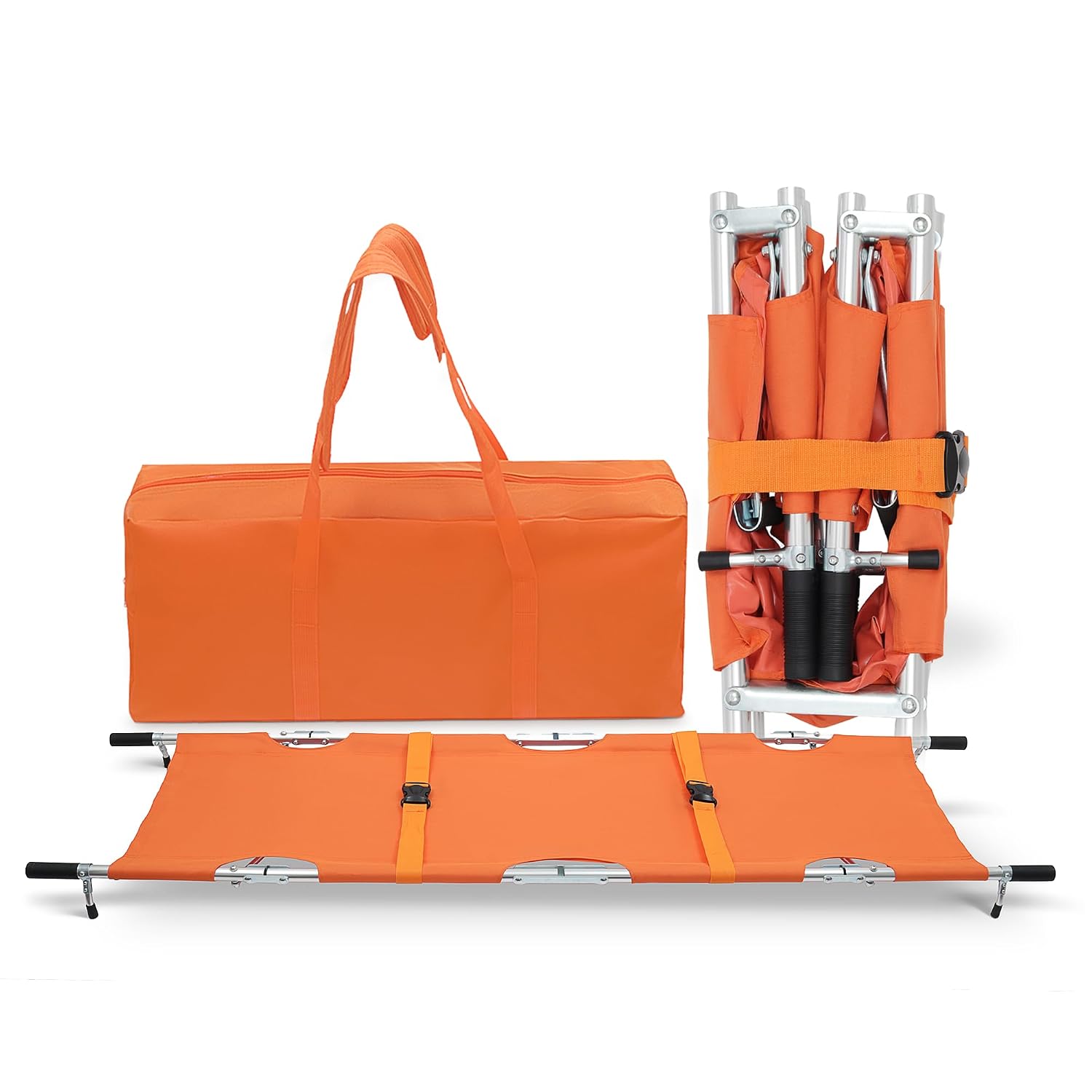 Primacare FS-3205 Foldable Emergency Medical Stretcher – Portable Patient Transport with Carry Bag, Backpack Straps, Heavy Duty Handles & Rubber Feet – Lightweight & Durable