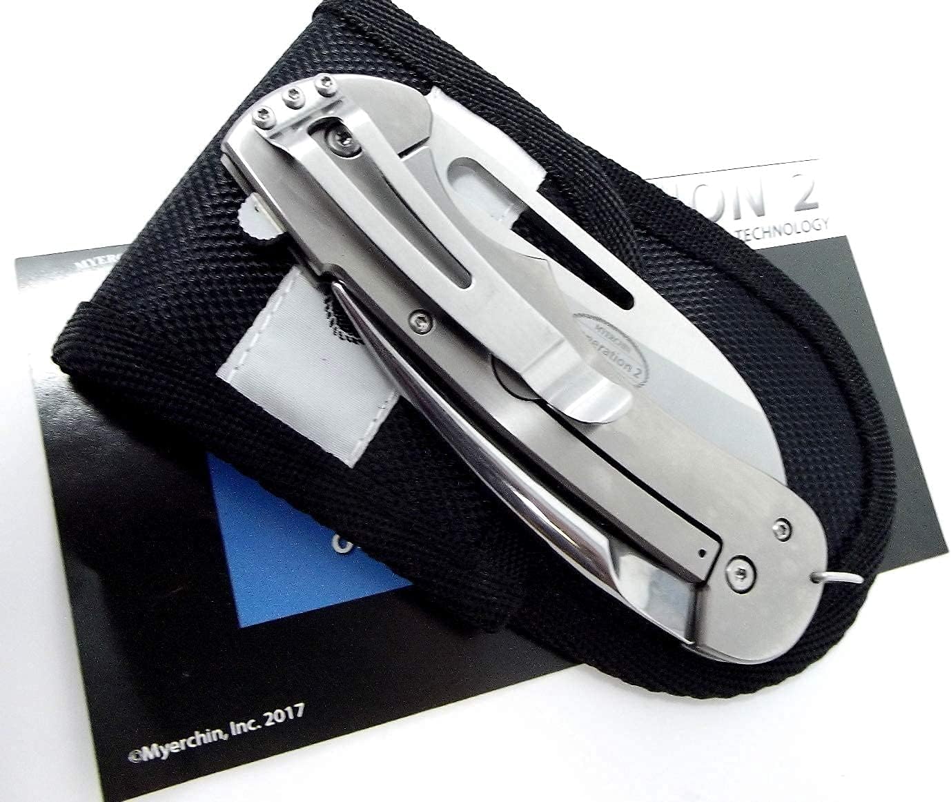 'Tested at Sea' Myerchin TF300P Generation 2 Titanium Captain Pro Rigging Knife - 2.8' German Marine Stainless Blade & Locking Marlin Spike - Professional Full-Size Frame - Includes Sheath & Bonus Leather Lanyard