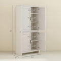 64' Adjustable Shelves Freestanding Storage Cabinet, Kitchen Storage Bakers Rack with Anti-Tipping Design, Utility Food Cupboard with 5-Tier Shelving for Home Kitchen Dining Room, Antique White