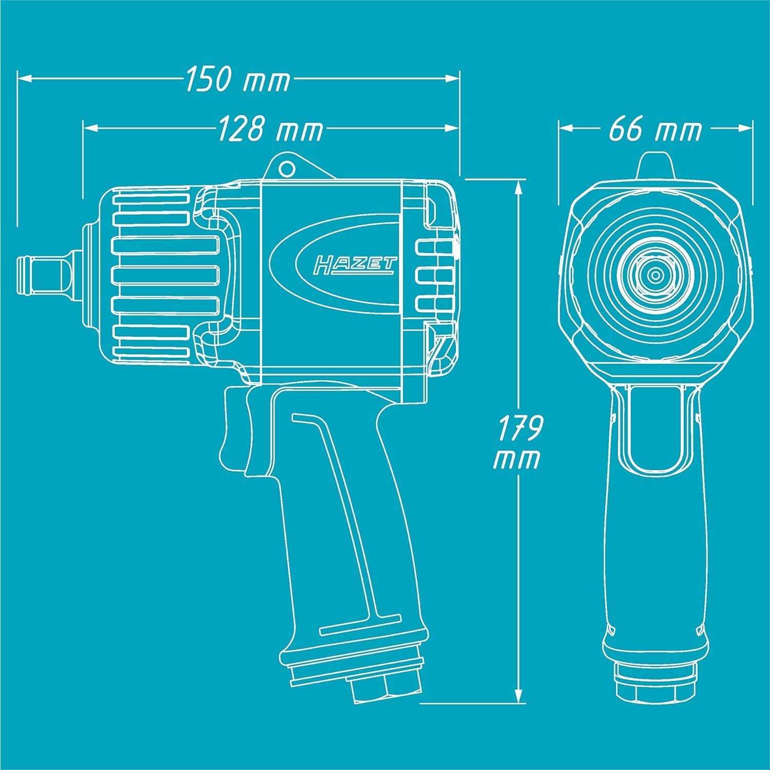 HAZET Impact Wrench 9012TT I Max. Loosening Torque1622ft-Lbs/T 2200 Nm, Square Drive 12.5 Mm (1/2 Inch) I High-Performance Double-Hammer Impact Wrench- Compact and Lightweight