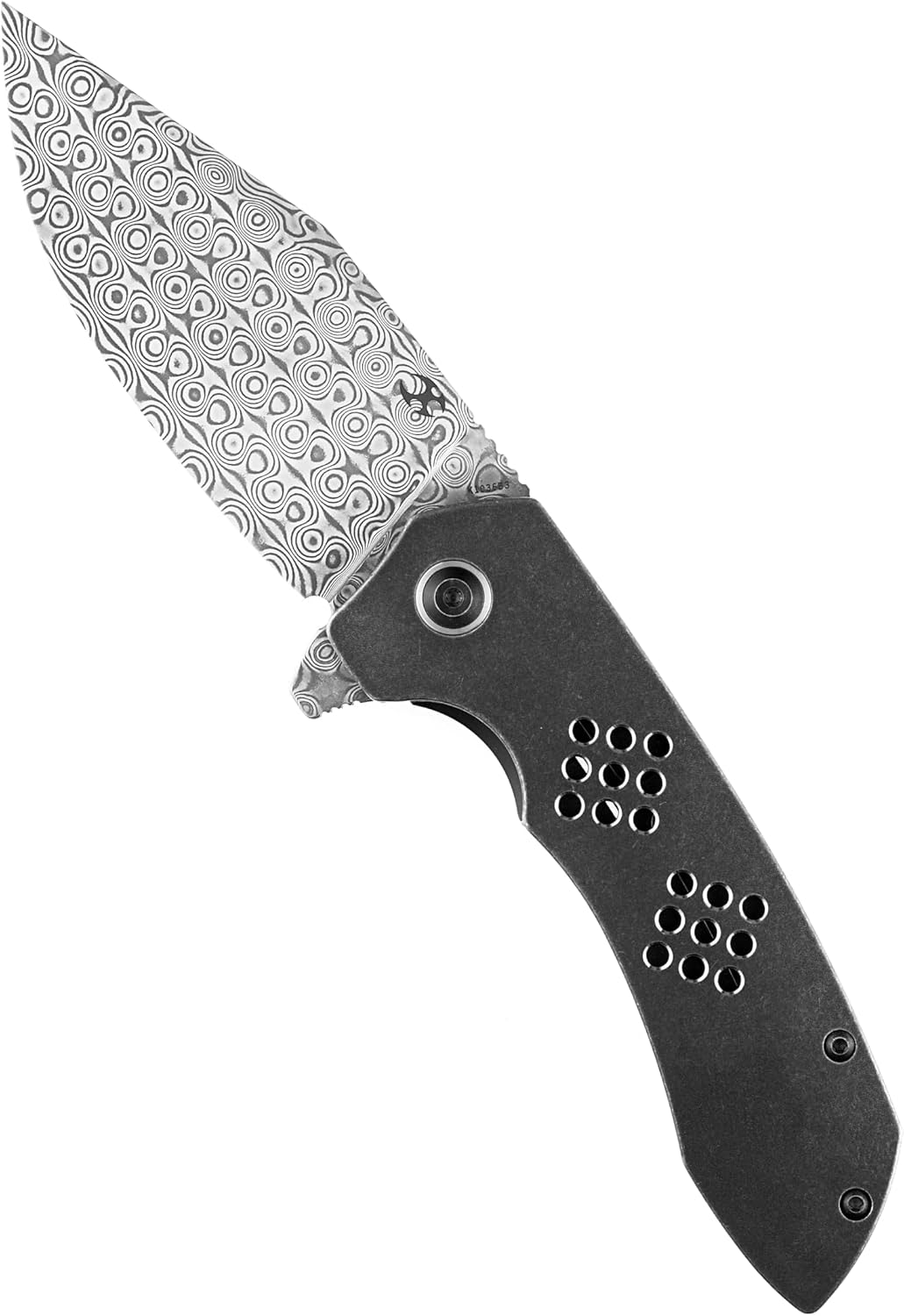 KANSEPT Entity Pocket Folding Knives EDC Camping Folding Knife 3.52'' Dmascus Blade Pocket Folding Knife with Black TiCn Coated and Stonewashed Titanium Handle Everyday Carry K1036B3