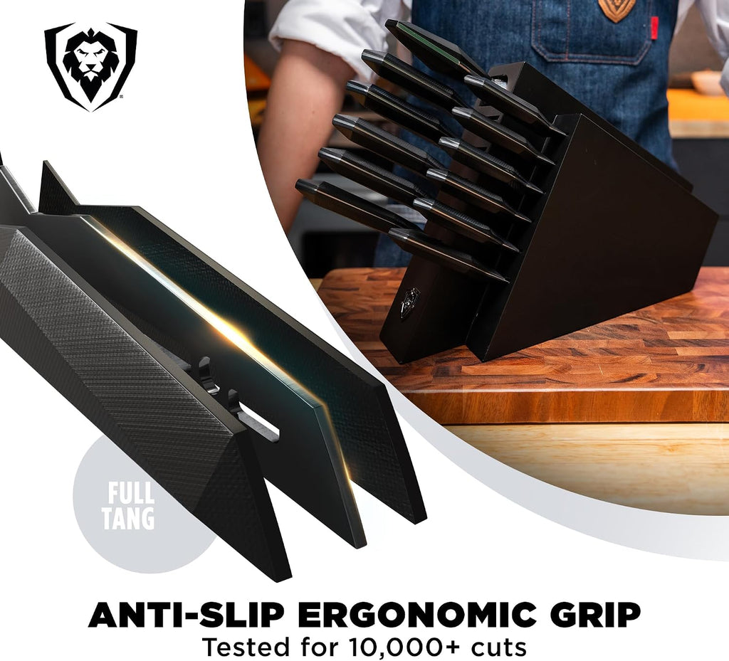 Dalstrong 12-Piece Knife Block Set — All-Black Titanium-Coated Blades, 15° Honbazuke Edge, Full-Tang G-10 Handles — Shadow Black Series For Modern Dark Kitchens & Statement Cooks — NSF Certified