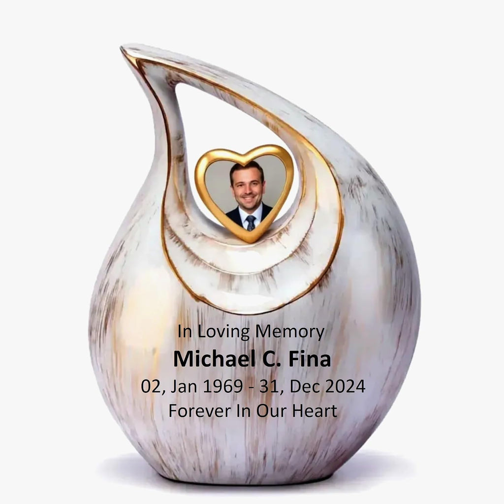 Large Tear Drop Urn for Human Ashes Adult Man & Female, 10 Inches Tall Memorial with Photo & Engraving Personalized Options, Outdoor Safe, 2.5 L Capacity, 100 Options Available from Keepsake Company