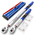 Digital Torque Wrench 3/8 & 1/2 Drive 5.02-99.57 Ft. Lb (6.8-135 N.m) / 12.54-250.7 Ft. Lb (17-340 N.m) ±2% Accuracy Digital Torque Wrench Set with Buzzer and LED Flash for Bike, Moto, Car