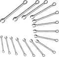 Olsa Tools 15 Pcs Metric Combination Wrench Set, Sizes 8-22mm, Unbreakable, Chrome Vanadium Steel, Polycarbonate