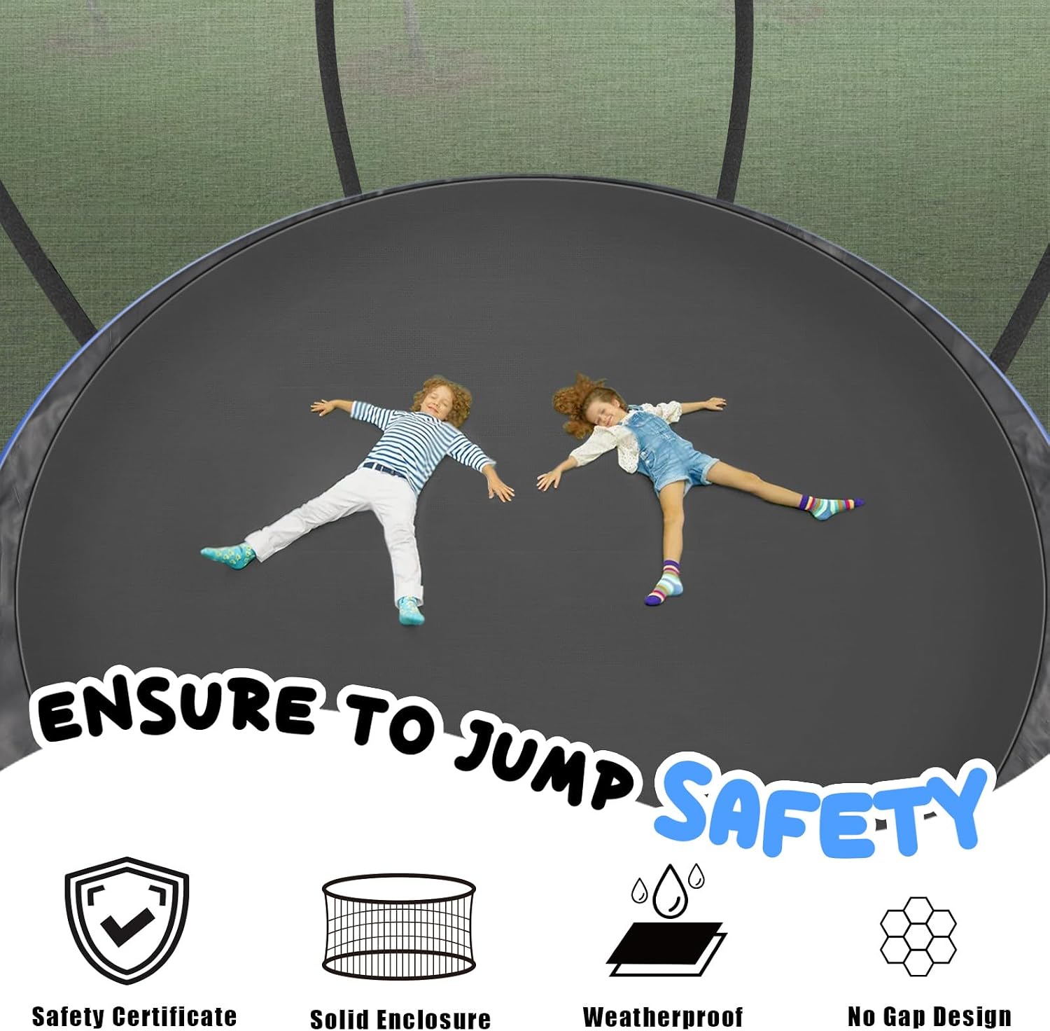 12FT 14FT Trampoline for Adults/Kids - Outdoor Trampoline with Basketball Hoop, Curved Poles, Enclosure Net and Ladder, Heavy Duty Recreational Trampoline, ASTM Approval
