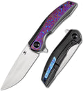 KANSEPT Accipiter Pocket Folding Knives EDC Camping Folding Knife 3.36'' Satin CPM S35VN Blade Pocket Folding Knife with Black Anodized Titanium + Timascus Handle Everyday Carry K1007E3