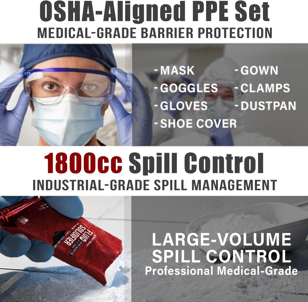 EVERLIT CARE Bodily Fluid Cleanup OSHA Compliant Bloodborne Pathogens Spill Kit Body Protection PPE from Exposure to Blood Vomit and Other potentially infectious Materials (10 Packs)